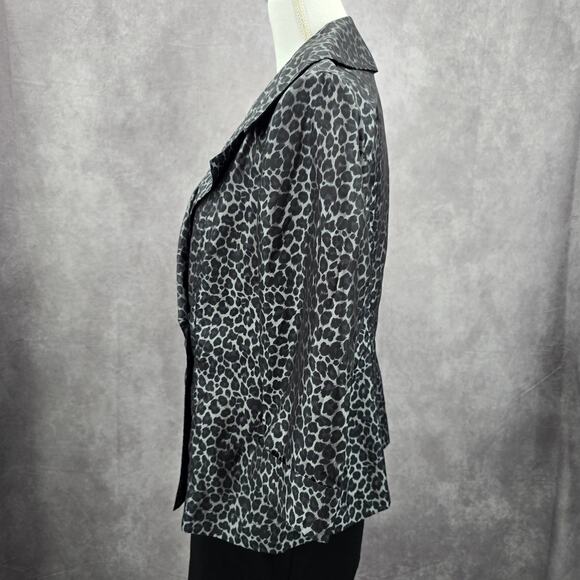 210. Alex Marie Black Gray Executive Jacket Coat Formal Animal Print Medium - Picture 3 of 8